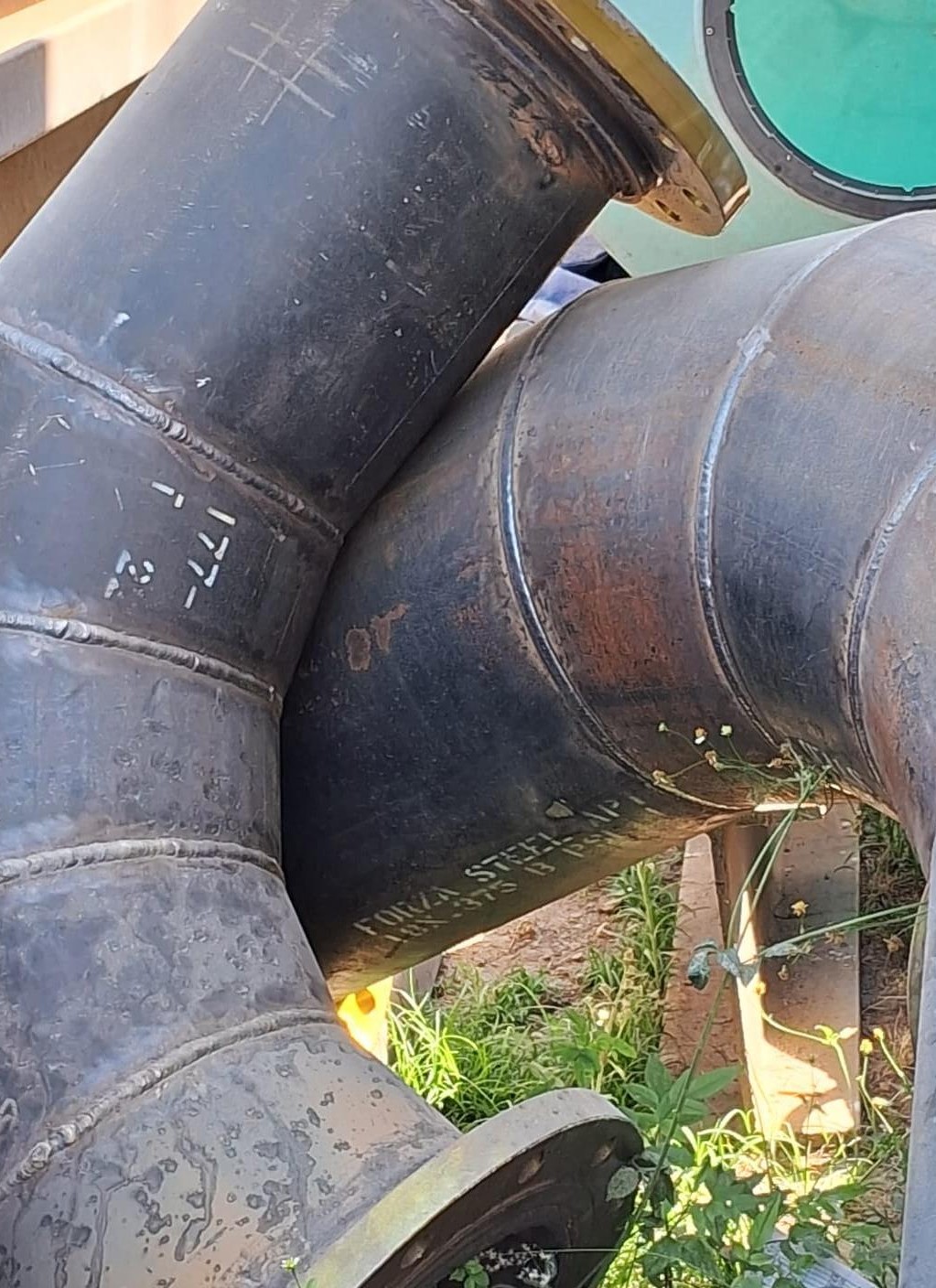 Tramos de tubería de gran diámetro fabricados para proceso industrial